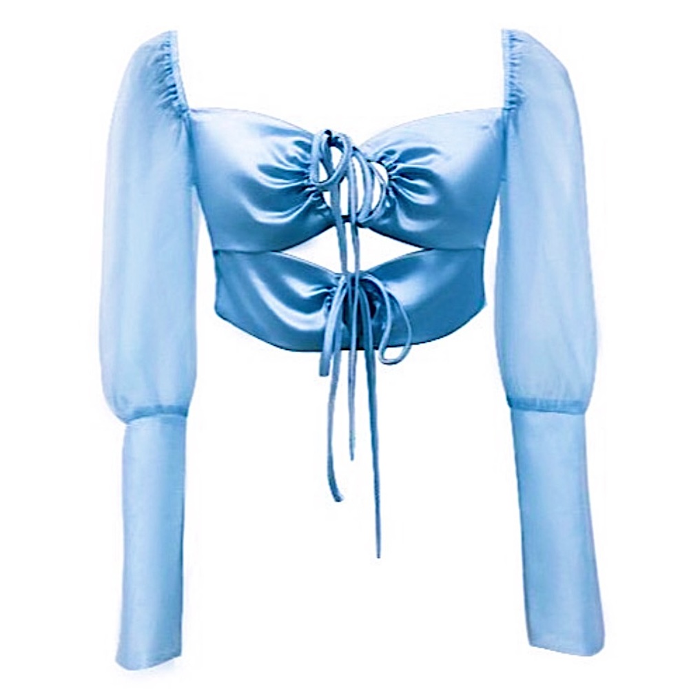 NWT Serpenti The Lemons Blouse in Sky Blue - As Seen on Jhene Aiko - Picture 4 of 14